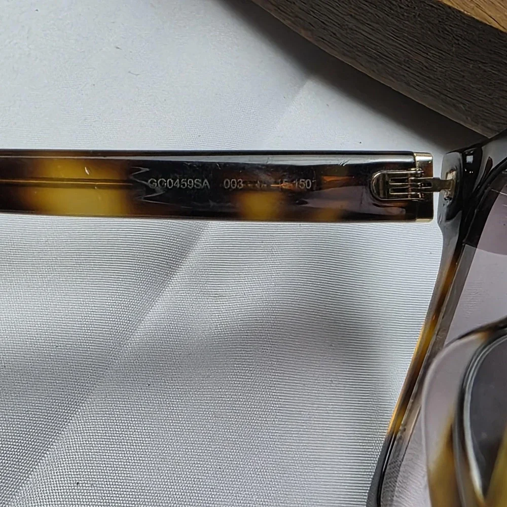 Gucci GG0459SA 003 Sunglasses Womens Brown Tortoise Purple Square Italy